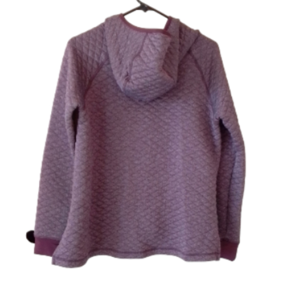 Smart wool diamond peak quilted hoodie heathered purple medium